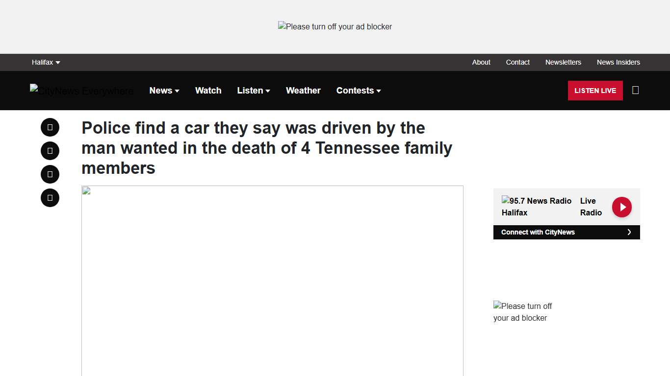 Police find a car they say was driven by the man wanted in the death of 4 Tennessee family members